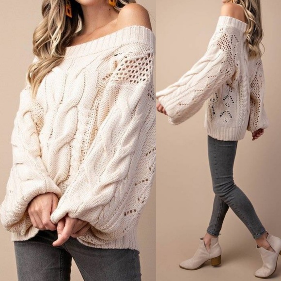 Parker Chunky Cable Knit Sweater (Soft Ivory) - Picture 1 of 6